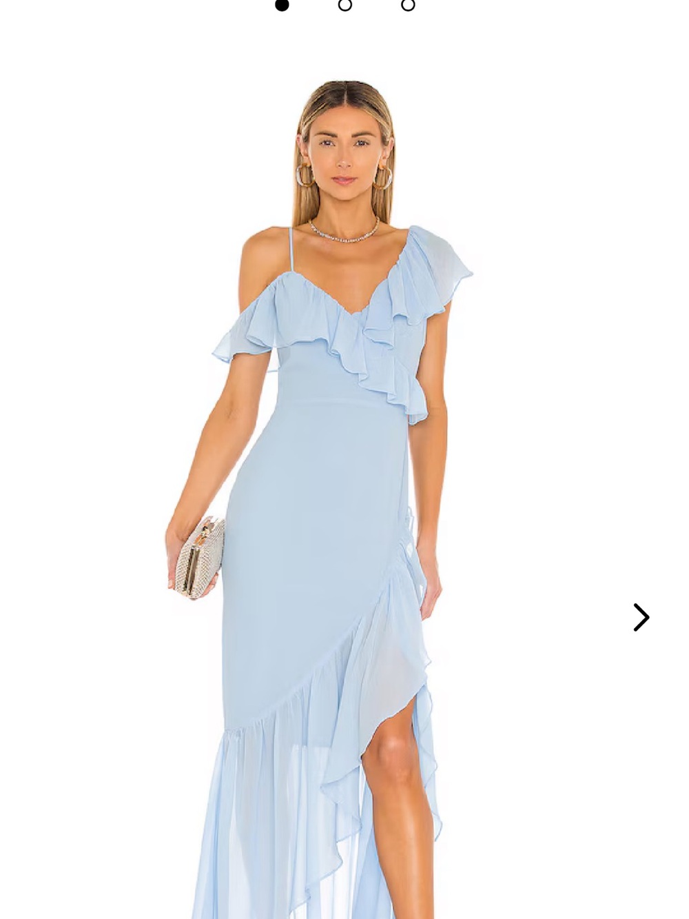 Light Blue Ruffle Asymmetric Maxi Dress